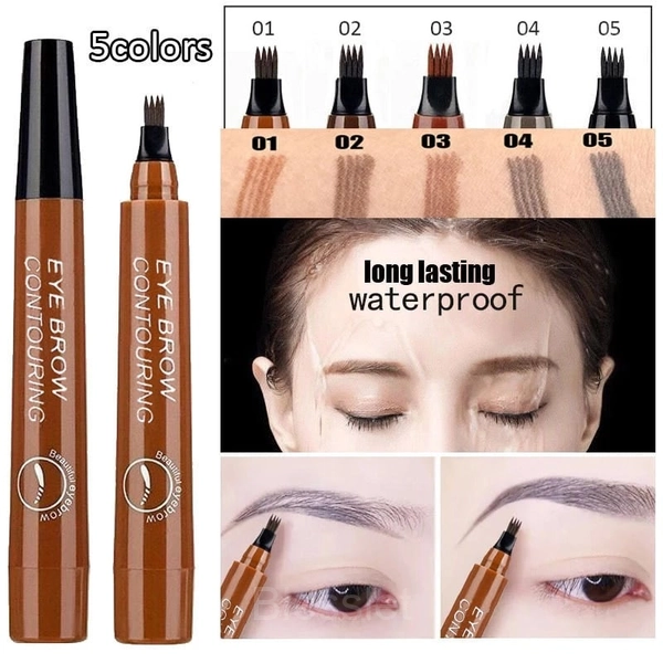 4-Prong Waterproof Eyebrow Pencil for Natural Microblading Effect