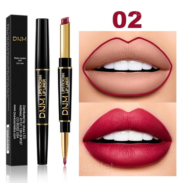 2-in-1 Waterproof Lipstick & Lip Liner Long-Lasting Set - 🔥#02 Cool Purplish Red