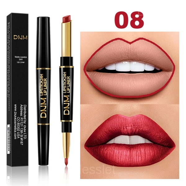 2-in-1 Waterproof Lipstick & Lip Liner Long-Lasting Set - #08 Bean Paste
