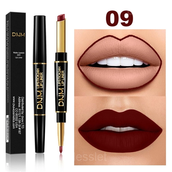 2-in-1 Waterproof Lipstick & Lip Liner Long-Lasting Set - #09 Tomato Red