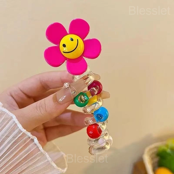 No Damage Soft Elastic Spiral Hair Ties – Strong Hold for Thick Hair - Red Sunflower