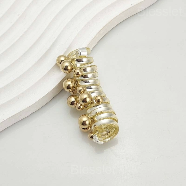No Damage Soft Elastic Spiral Hair Ties – Strong Hold for Thick Hair - Gold Pearl