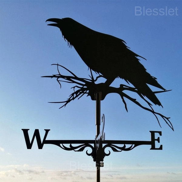 Durable Handmade Iron Weathervane – Stylish Outdoor Wind Indicator - CROW