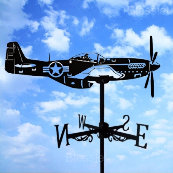Durable Handmade Iron Weathervane – Stylish Outdoor Wind Indicator - 🔥MUSTANG AIRCRAFT🔥