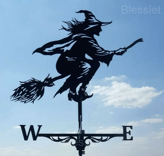 Durable Handmade Iron Weathervane – Stylish Outdoor Wind Indicator - Witch