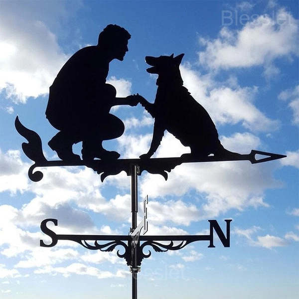 Durable Handmade Iron Weathervane – Stylish Outdoor Wind Indicator - MAN AND DOG