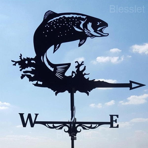 Durable Handmade Iron Weathervane – Stylish Outdoor Wind Indicator - FISH