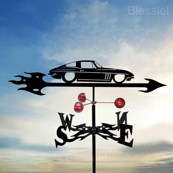Durable Handmade Iron Weathervane – Stylish Outdoor Wind Indicator - CORVETTE