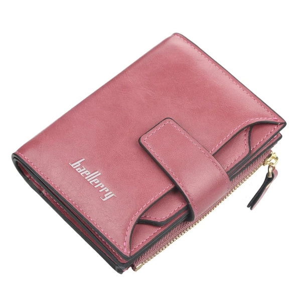 PU Leather Compact Wallet with Large Capacity and Waterproof Design - Carmine