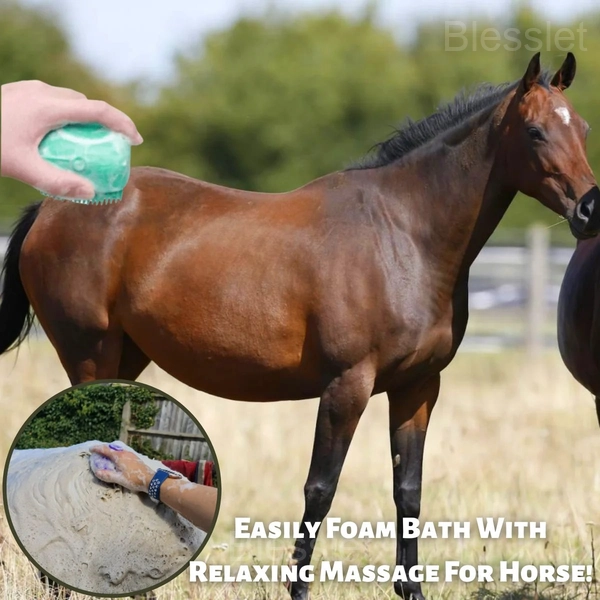 Silicone Pet Bath Brush & Massage Comb for Horses, Dogs & Cats