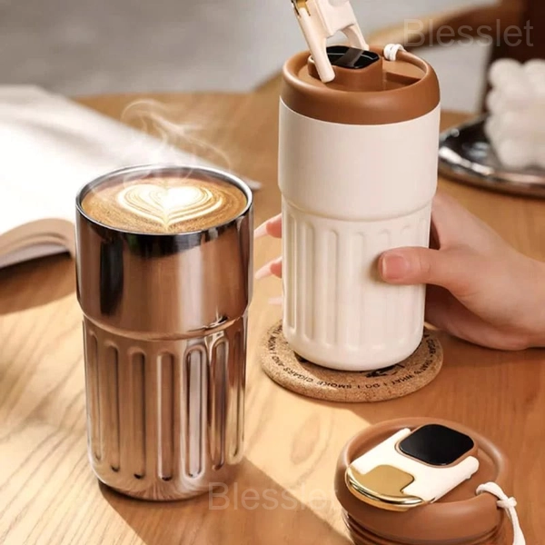 Portable Coffee Thermos Mug with Real-Time Temperature Display