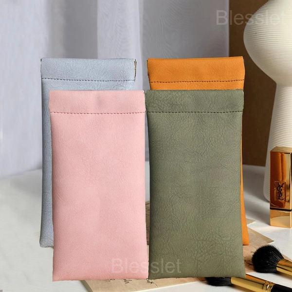 Leather Snap Closure Glasses Case & Multi-Use Organizer Pouch - 🔥🔥4 COLORS(Green +Pink +Orange+Blue)