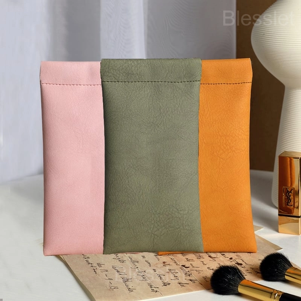 Leather Snap Closure Glasses Case & Multi-Use Organizer Pouch - 🔥3pcs (Orange+Pink+ Green)