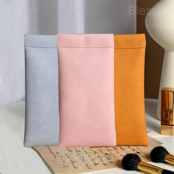 Leather Snap Closure Glasses Case & Multi-Use Organizer Pouch - 🔥3pcs (Pink+ Orange+Blue)