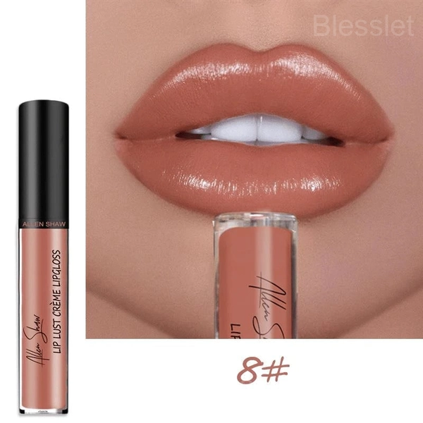 12-Color Creamy Metallic Lip Gloss – Lightweight & Moisturizing Shine - 8#