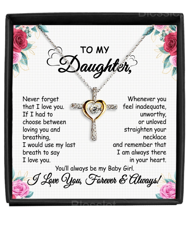 Daughter’s Cross Necklace Gift Set with Heartfelt Message Card