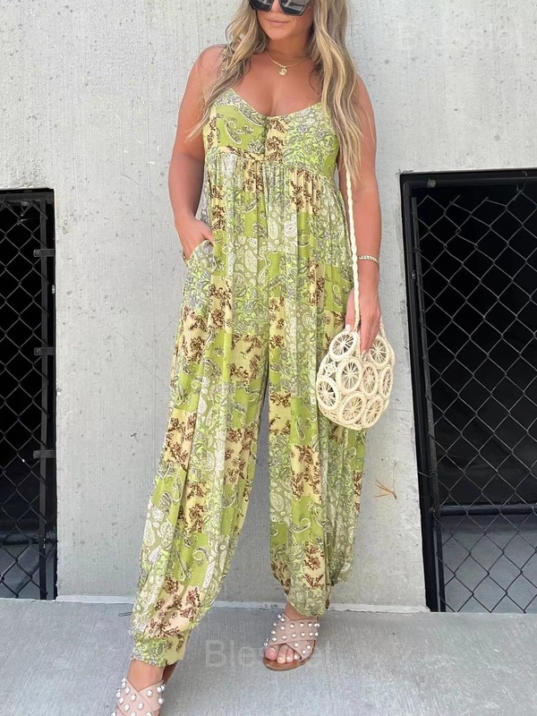 2023 Boho Balloon Pant Jumpsuit - Stylish & Comfortable Fit - Yellow, S