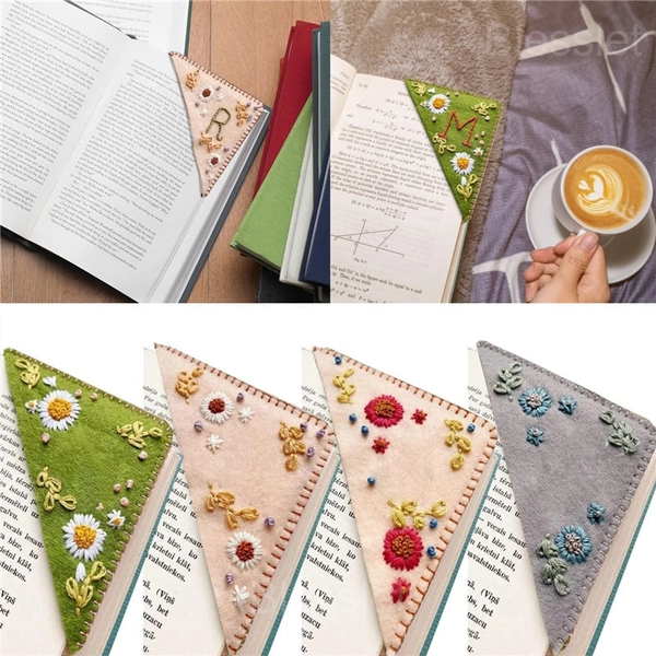 Personalized Hand-Embroidered Felt Corner Bookmarks – Lucky Designs - 🌸Spring, A