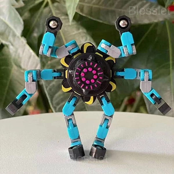 Transformable Fingertip Gyro Stress Relief Toy for Kids & Adults - Blue