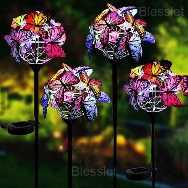 Solar Stake Butterfly Garden Lights - Outdoor Decorative LED Stakes - 2 PACK ( BUY 2 GET 2 FREE & SAVE 15$ )
