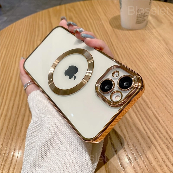 iPhone 14 Pro Max Magnetic Charging Case with Camera Protector - GOLDEN, IPHONE14 PLUS