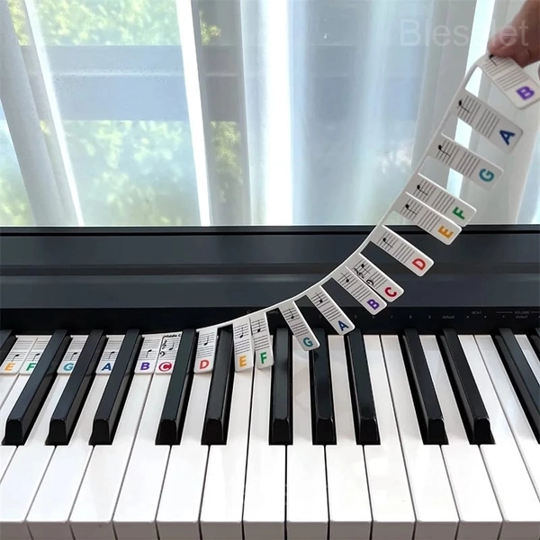 Removable Silicone Piano Keyboard Note Labels for Easy Learning - Colorful