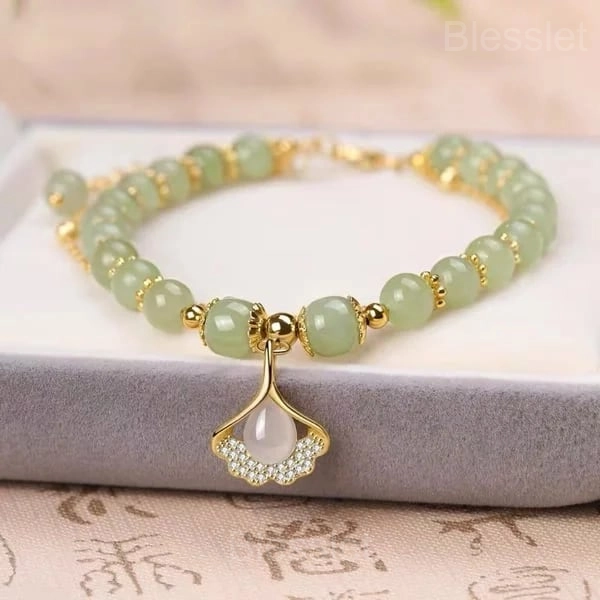 Lucky Green Jade Gold Leaf Adjustable Bracelet - Buy 1 Get 1 Free - Almond Leaves（BUY 1 GET 1 FREE）