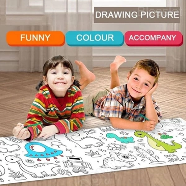Children’s Drawing Roll – Reusable Wall Sticker Art Kit with Crayons