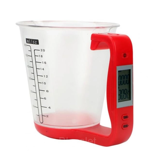 Digital Smart Measuring Cup with Scale and Thermometer – 5-in-1 Tool - Red