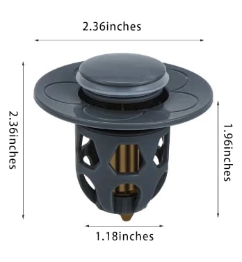 Universal Pop-Up Sink Drain Stopper with Anti-Clog Basket - 🔥🔥BUY 2 GET 1 FREE (3PCS), Grey