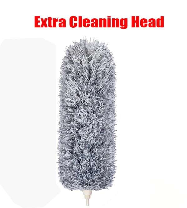 Retractable Microfiber Duster with Extendable Stainless Steel Pole - Extra Cleaning Head
