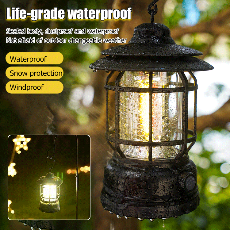 Portable Retro LED Camping Lamp with Magnetic Hook & Dimming