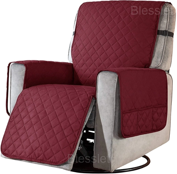 Non-Slip Recliner Chair Cover with Pockets - Protect & Organize - Red