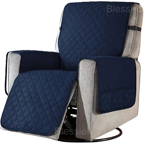 Non-Slip Recliner Chair Cover with Pockets - Protect & Organize - 🔥 Hot Sell🔥Navy Blue
