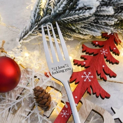 Engraved Stainless Steel Fork with Gift Box - Elegant & Durable - I LOVE FORKING YOU, Without Gift Box
