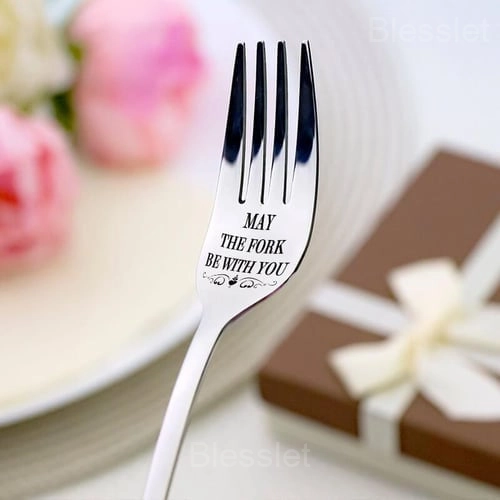 Engraved Stainless Steel Fork with Gift Box - Elegant & Durable - MAY THE FORK BE WITH YOU, 🔥With Gift Box
