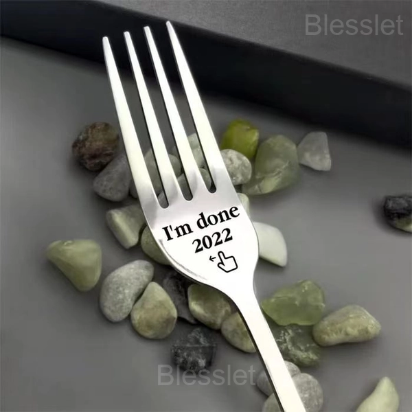 Engraved Stainless Steel Fork with Gift Box - Elegant & Durable - I 'M DONE 2022, 🔥With Gift Box