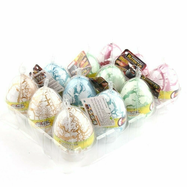 Magic Hatching Dinosaur Eggs - Fun Educational Kids Toy - WHITE CRACK, 12PCS