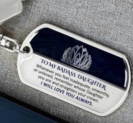 Personalized Granddaughter Keychain - Thoughtful Keepsake Gift - Dog Tag with Swivel Keychain (Steel), Daughter