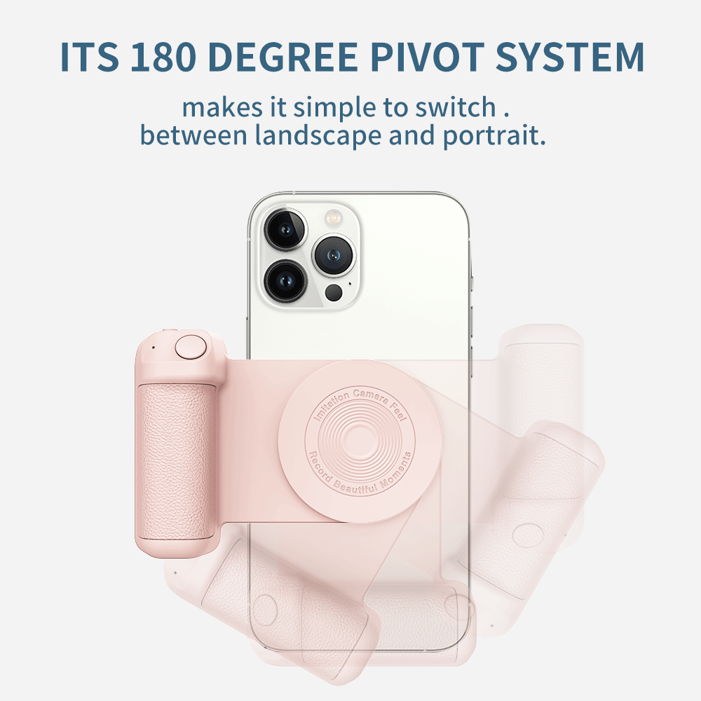 Magnetic Bluetooth Camera Handle with Wireless Charging Option - Pink, Upgrade Model-Wireless Charging