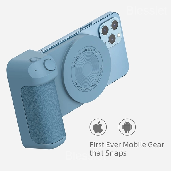 Magnetic Bluetooth Camera Handle with Wireless Charging Option - Dark Blue, Upgrade Model-Wireless Charging