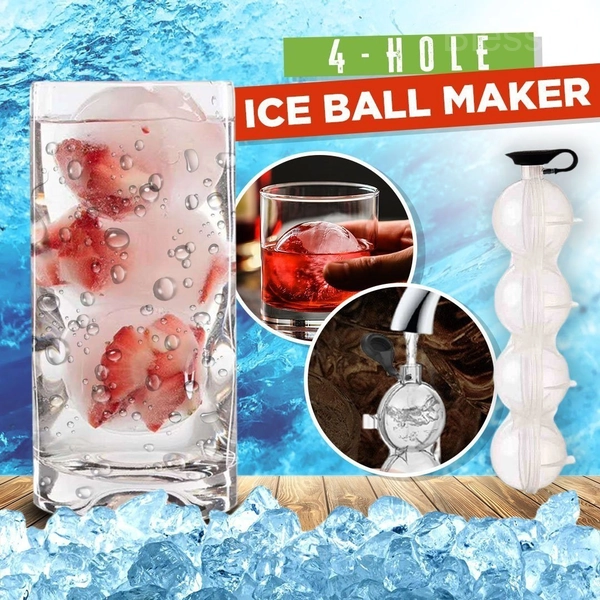 4-Hole Ice Ball Maker Mold for Perfect Round Ice Cubes - BUY 1