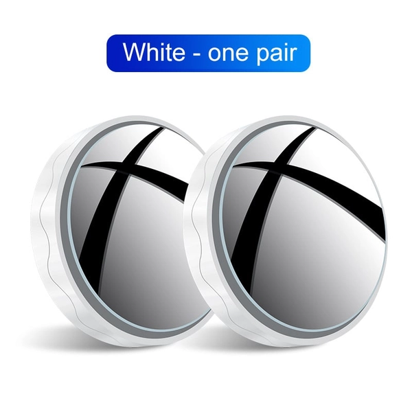 360° Adjustable Car Blind Spot Mirror – Waterproof Wide-Angle Safety Pair - White - one pair