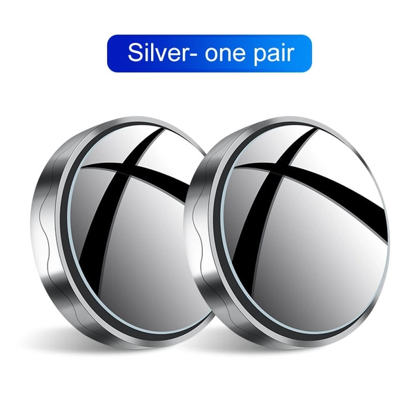 360° Adjustable Car Blind Spot Mirror – Waterproof Wide-Angle Safety Pair - Silver- one pair