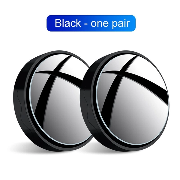 360° Adjustable Car Blind Spot Mirror – Waterproof Wide-Angle Safety Pair - Black - one pair
