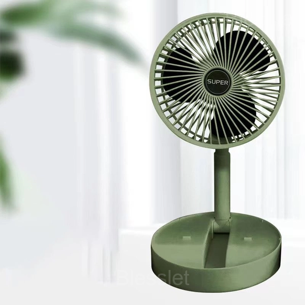Portable Telescopic Folding Fan with USB Rechargeable Cooling - LIGHT GREEN