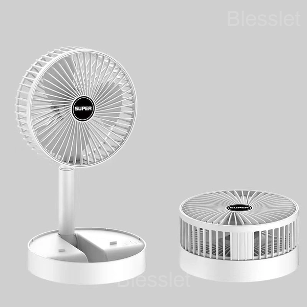 Portable Telescopic Folding Fan with USB Rechargeable Cooling - WHITE
