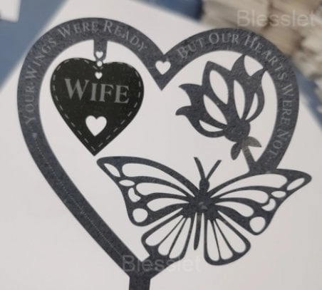 Memorial Butterfly Garden Plaque - Heartfelt Tribute Ornament - wife