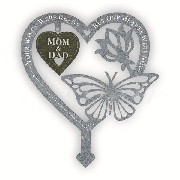 Memorial Butterfly Garden Plaque - Heartfelt Tribute Ornament - Mom and Dad