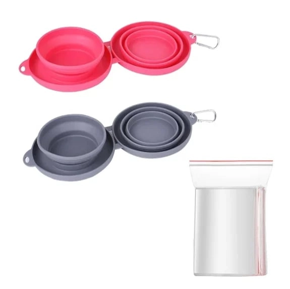 Portable Foldable Travel Dog Diner Set with Water & Food Bowls